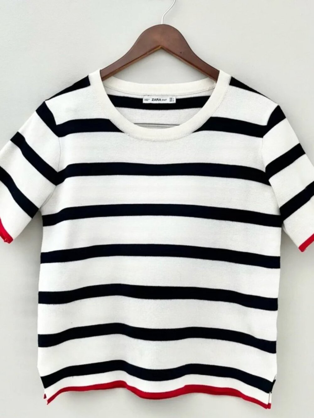 Zara Knit Striped Short Sleeve Sweater S